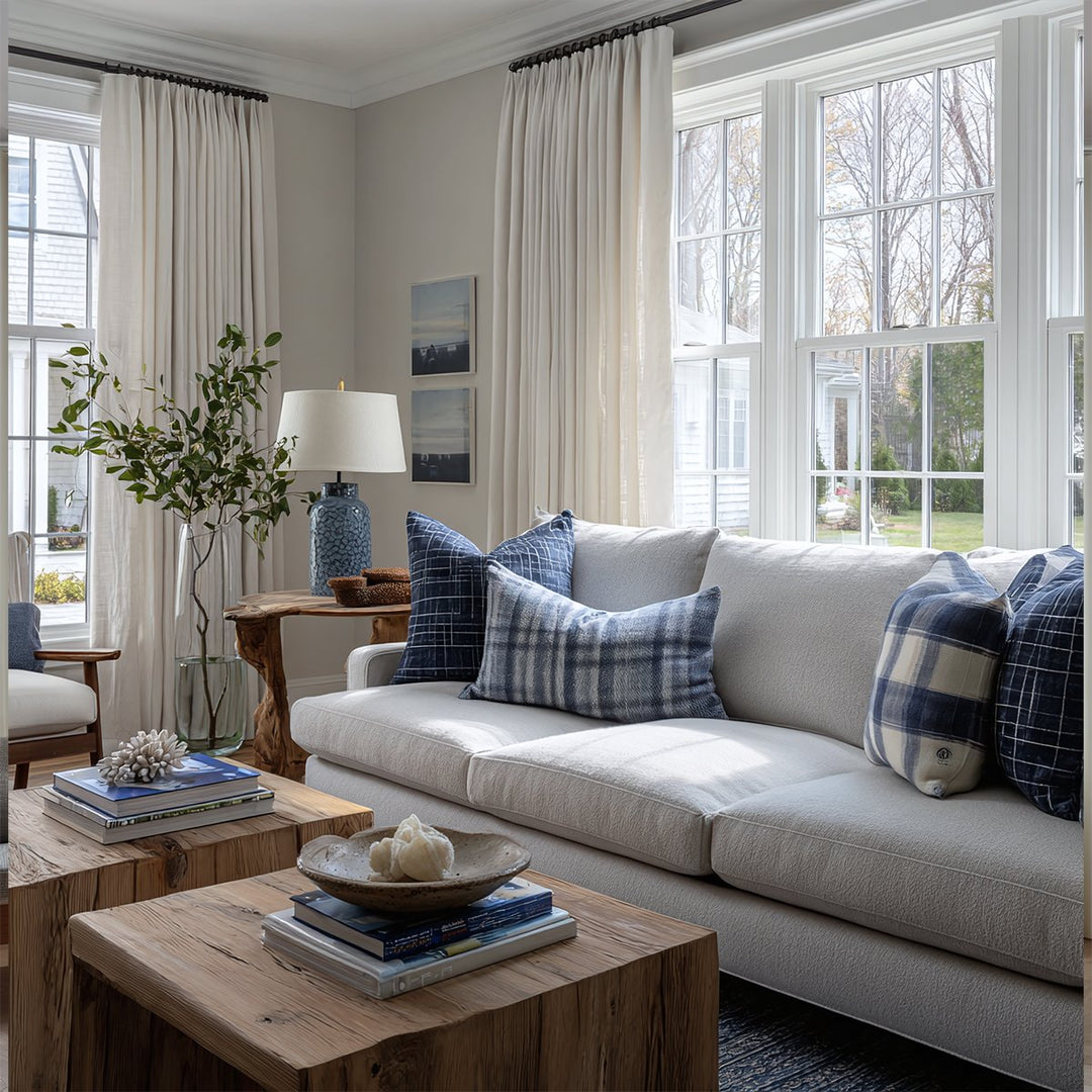 Linen pleated living room breathable blackout curtains