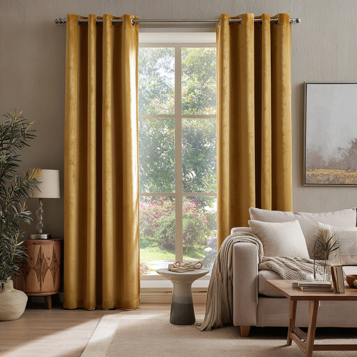 Nest Elegant Velvet Pleated Living Room Bedroom Curtains Grommet