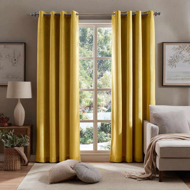 Ember Luxurious Velvet Pleated Curtains Grommet