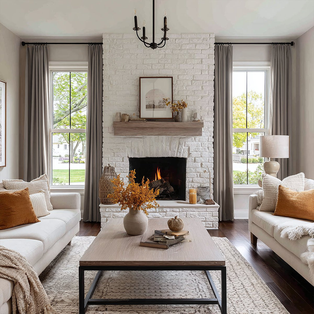 Burlap Linen Blend Blackout Pleated Curtains