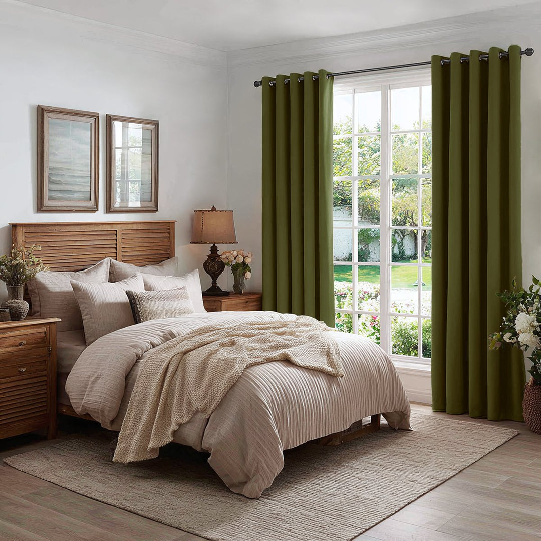 Nest Elegant Velvet Pleated Living Room Bedroom Thermal Curtains Grommet