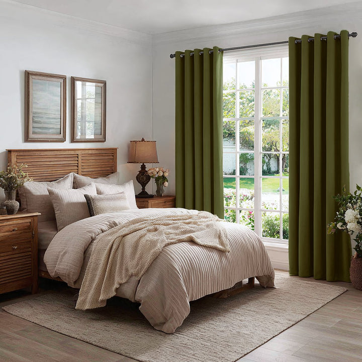 Nest Elegant Velvet Pleated Living Room Bedroom Thermal Curtains Grommet