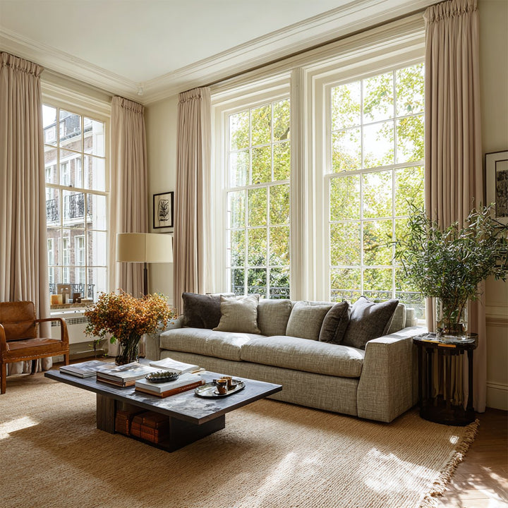 Kinetic 100% Blackout Wood Grain Textured Jacquard Pleated Thermal Curtains