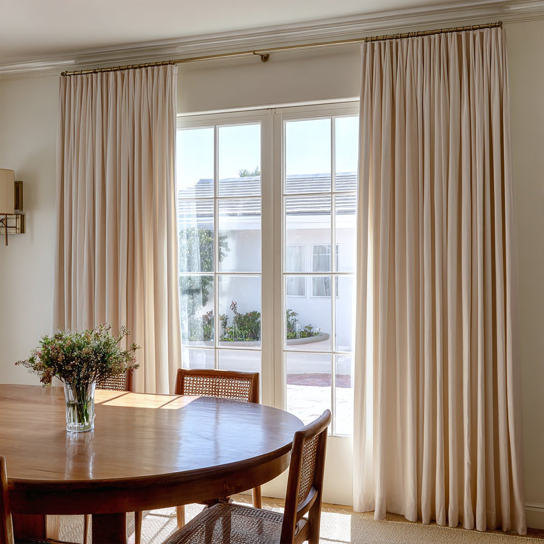 Thrum Linen Draped Living Room Blackout Curtains