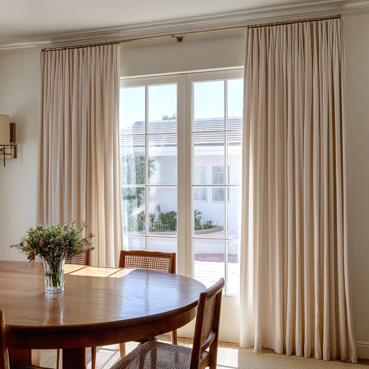 Thrum Linen Draped Living Room Blackout Curtains