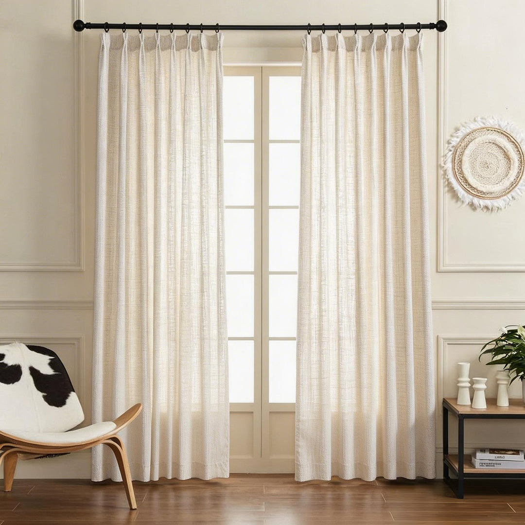 Custom Fusion Linen Cotton Blend Curtains Thermal Insulated Drapes for Living Room Dining Room Made to Measure Window Treatments