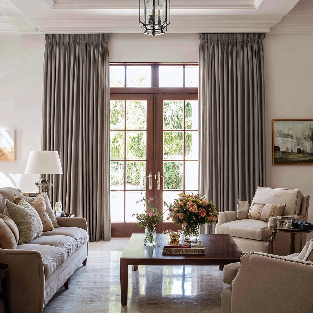 Nocturne 100% Blackout Linen Pleated Curtains