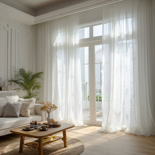 White Translucent Tulle Living Room Curtains