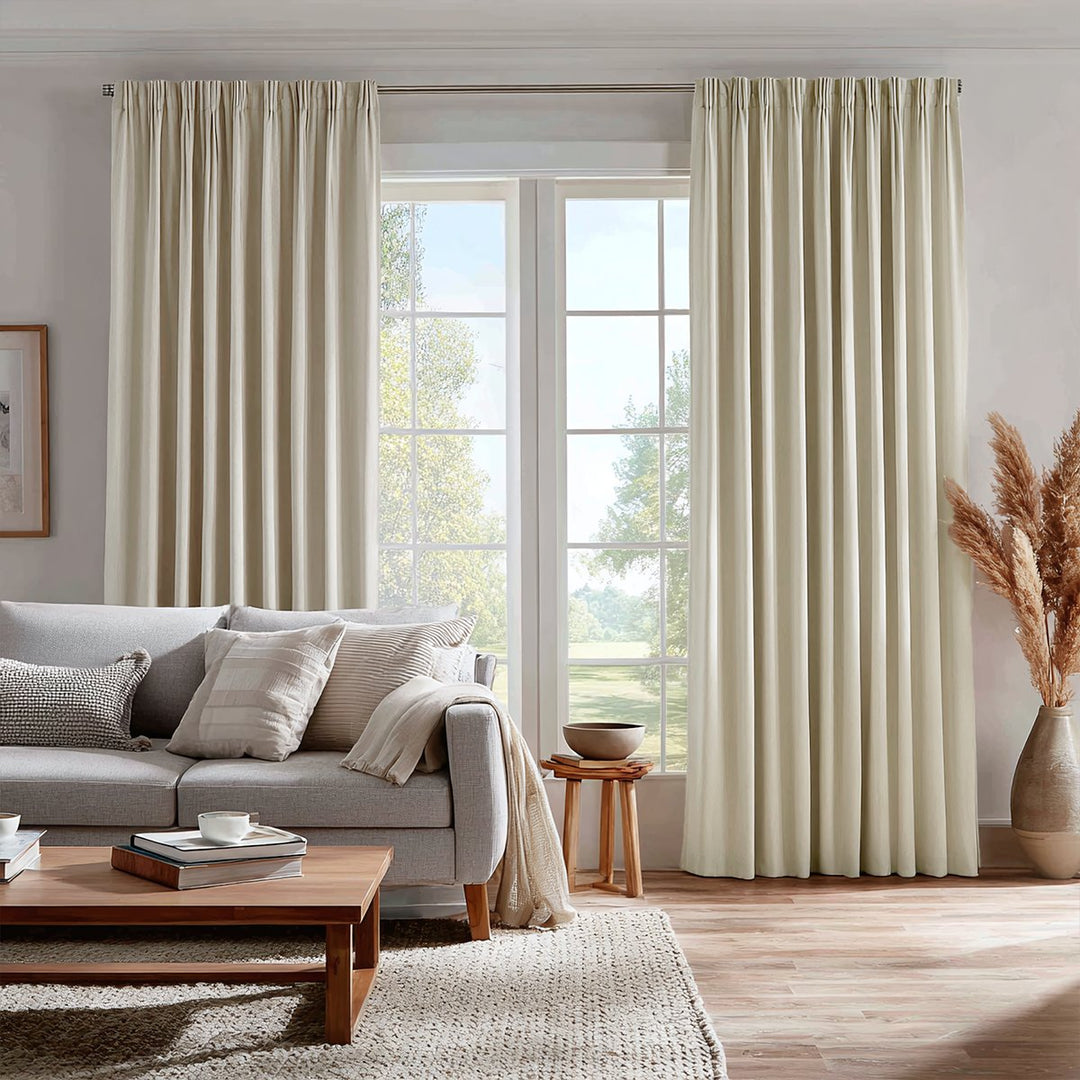 Celeste Cotton Pleated Blackout Curtains For Living Room Bedroom Soft Top