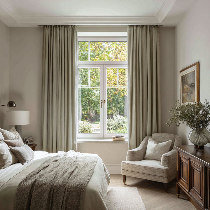 Tactile Linen And Cotton Blackout Pleated Curtains