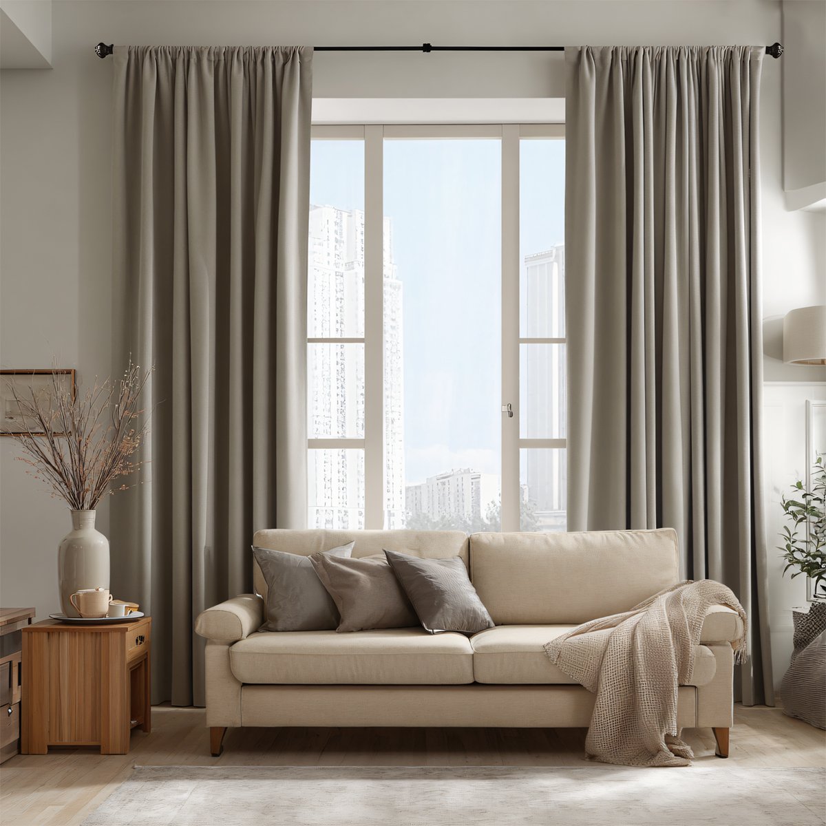 Velvet Blackout Pleated Curtains Soft Top