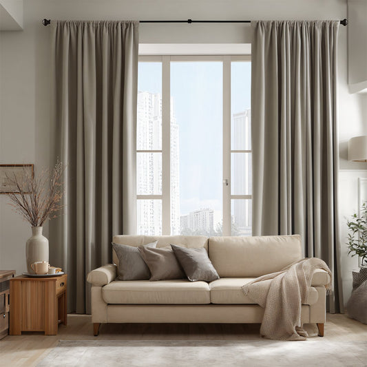Velvet Blackout Pleated Curtains Soft Top