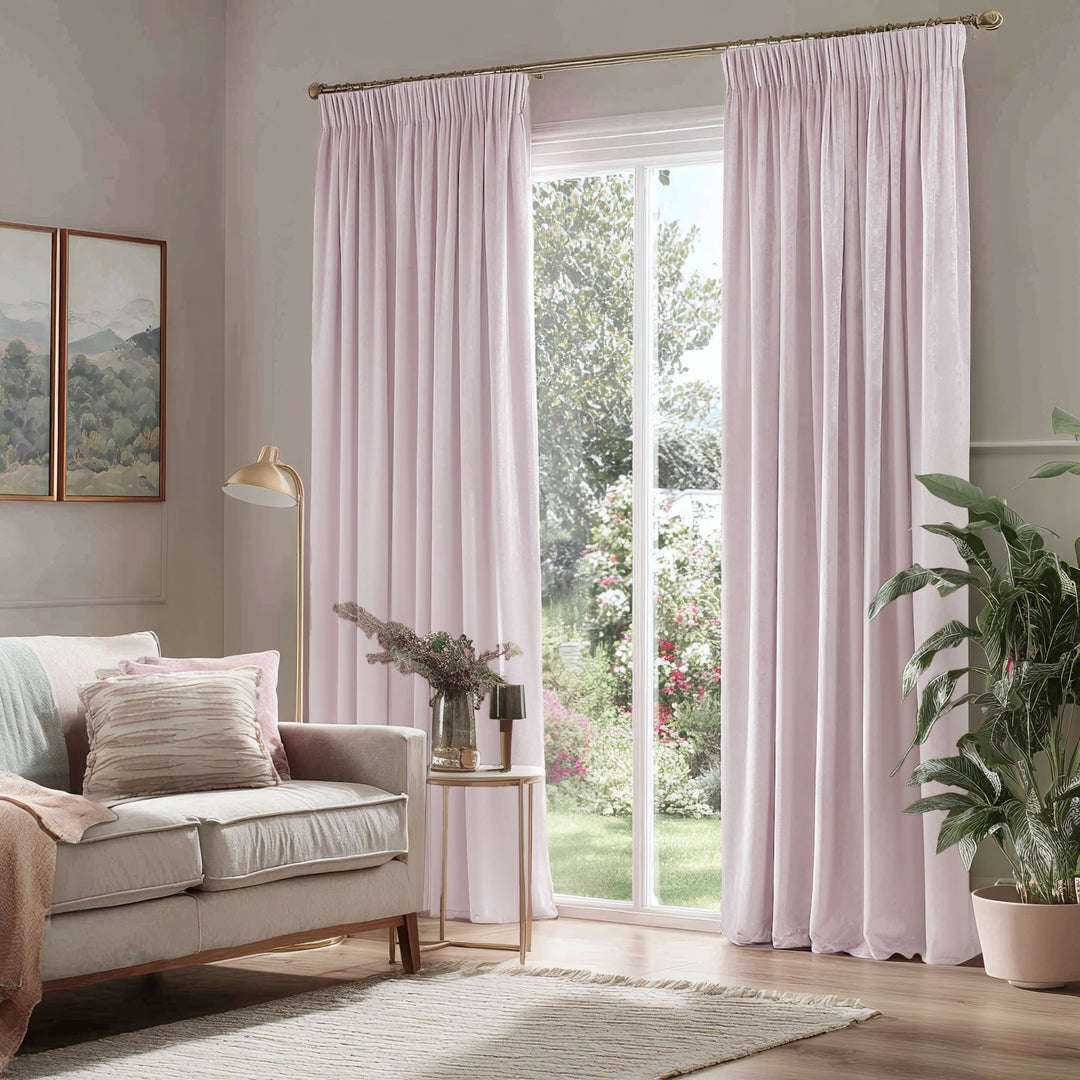 Hue Velvet Blackout Noiseproof Pleated Curtains