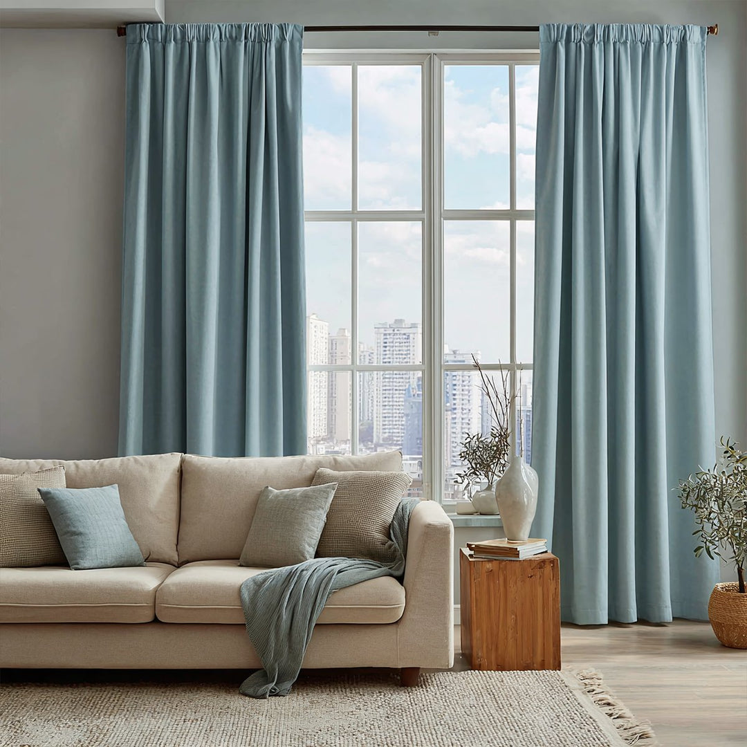 Celeste Cotton Pleated Blackout Curtains For Living Room Bedroom Soft Top