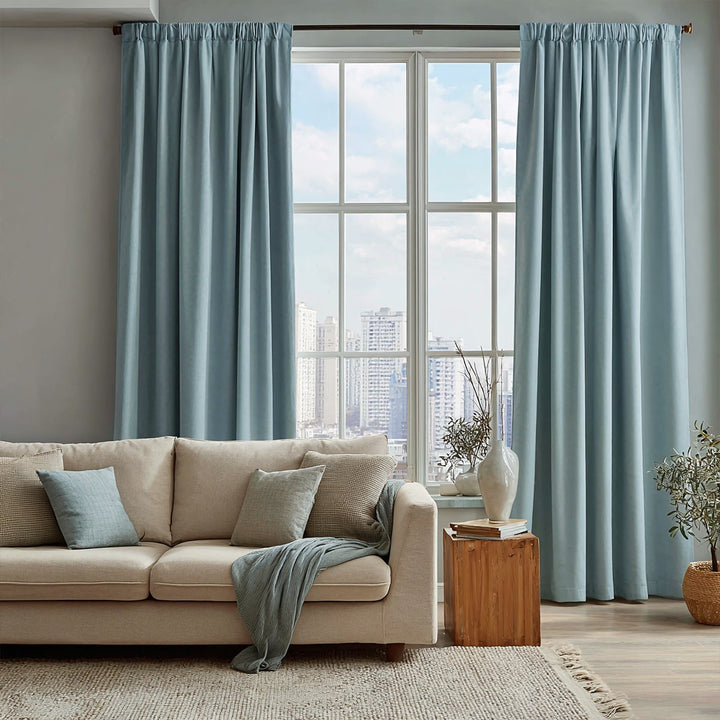 Celeste Cotton Pleated Blackout Curtains For Living Room Bedroom Soft Top