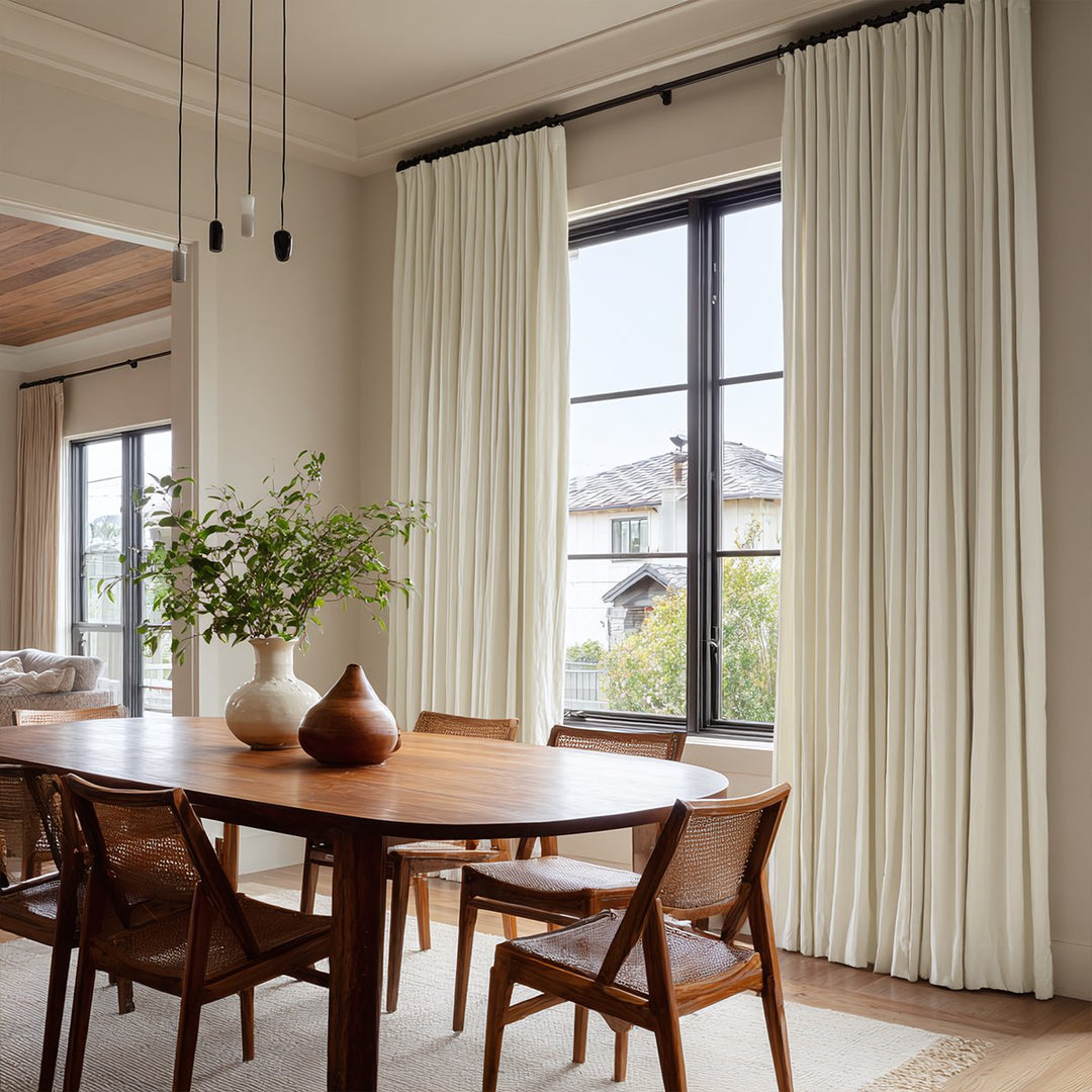 Solace Linen Solid Blackout Pleated Curtains