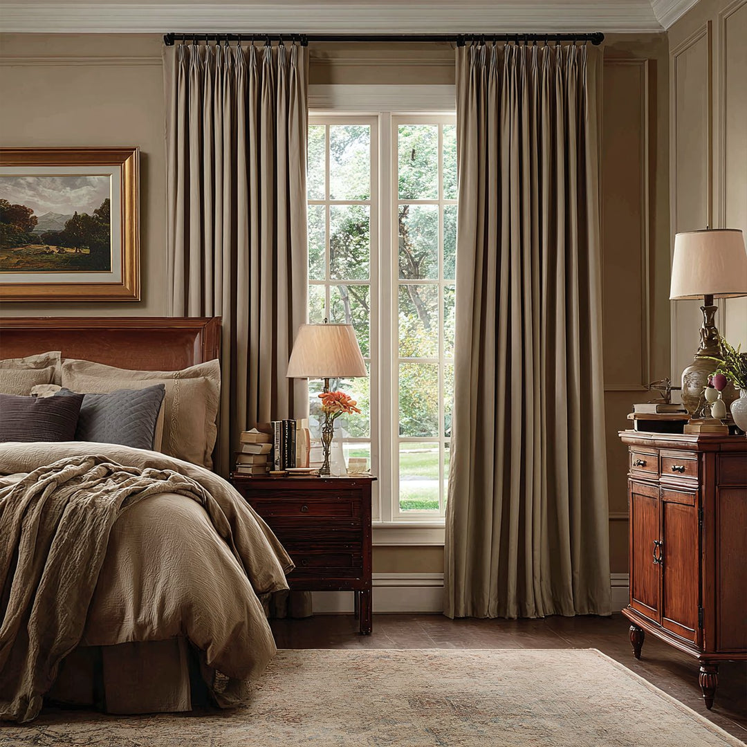 Bulgari Cotton-Linen Textured Blackout And Soundproof Window Curtains