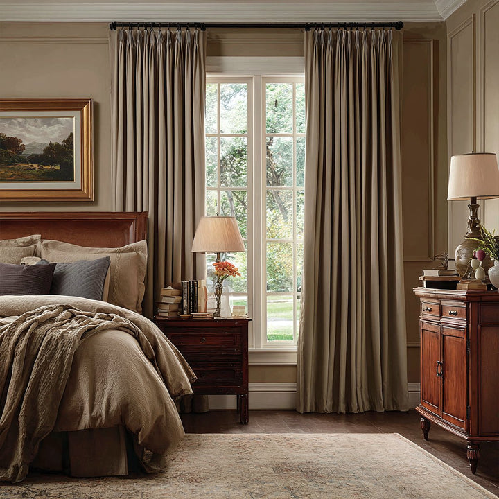 Bulgari Cotton-Linen Textured Blackout And Soundproof Window Curtains