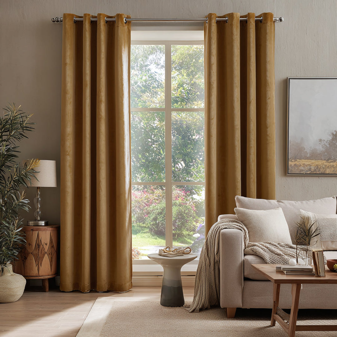 Nest Elegant Velvet Pleated Living Room Bedroom Thermal Curtains Grommet