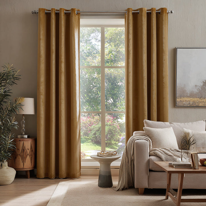 Nest Elegant Velvet Pleated Living Room Bedroom Thermal Curtains Grommet