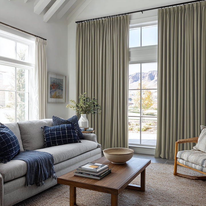 Refuge Linen Pleated Living Room Breathable Blackout Curtains
