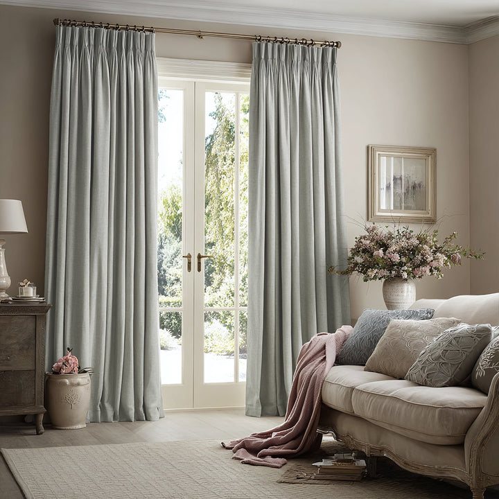 100% Blackout Linen Pleated Curtains