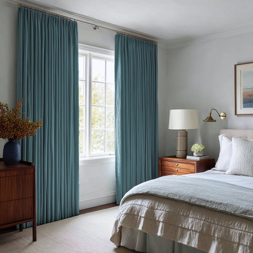 Nocturne Custom 100% Blackout Linen Curtains Pinch Pleat