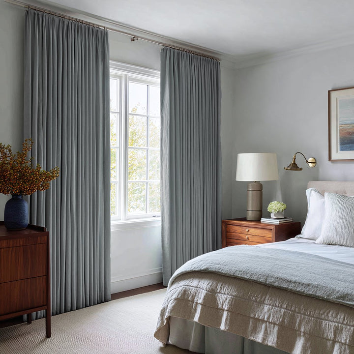 Nocturne 100% Blackout Linen Pleated Curtains