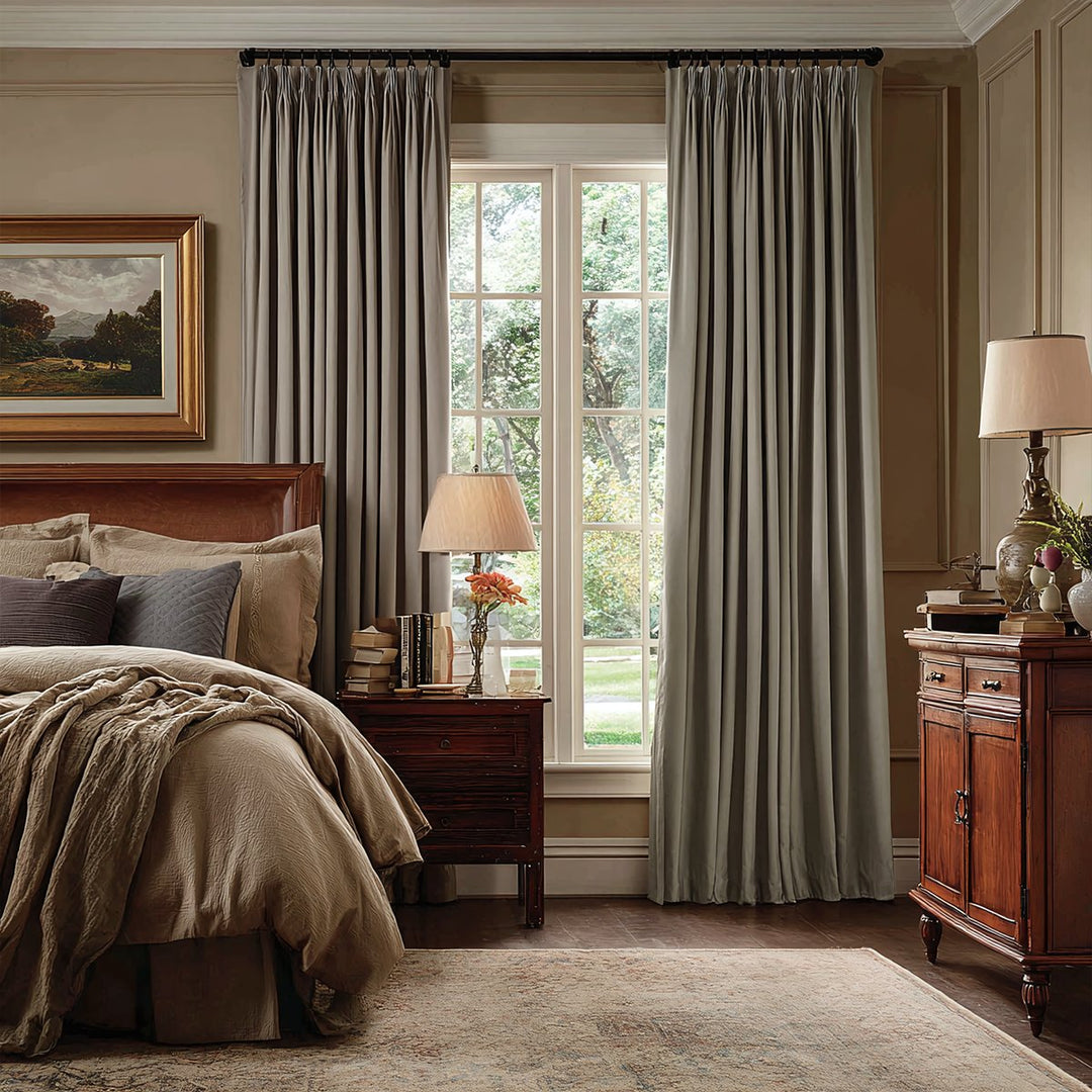 Bulgari Cotton-Linen Textured Blackout And Soundproof Window Curtains