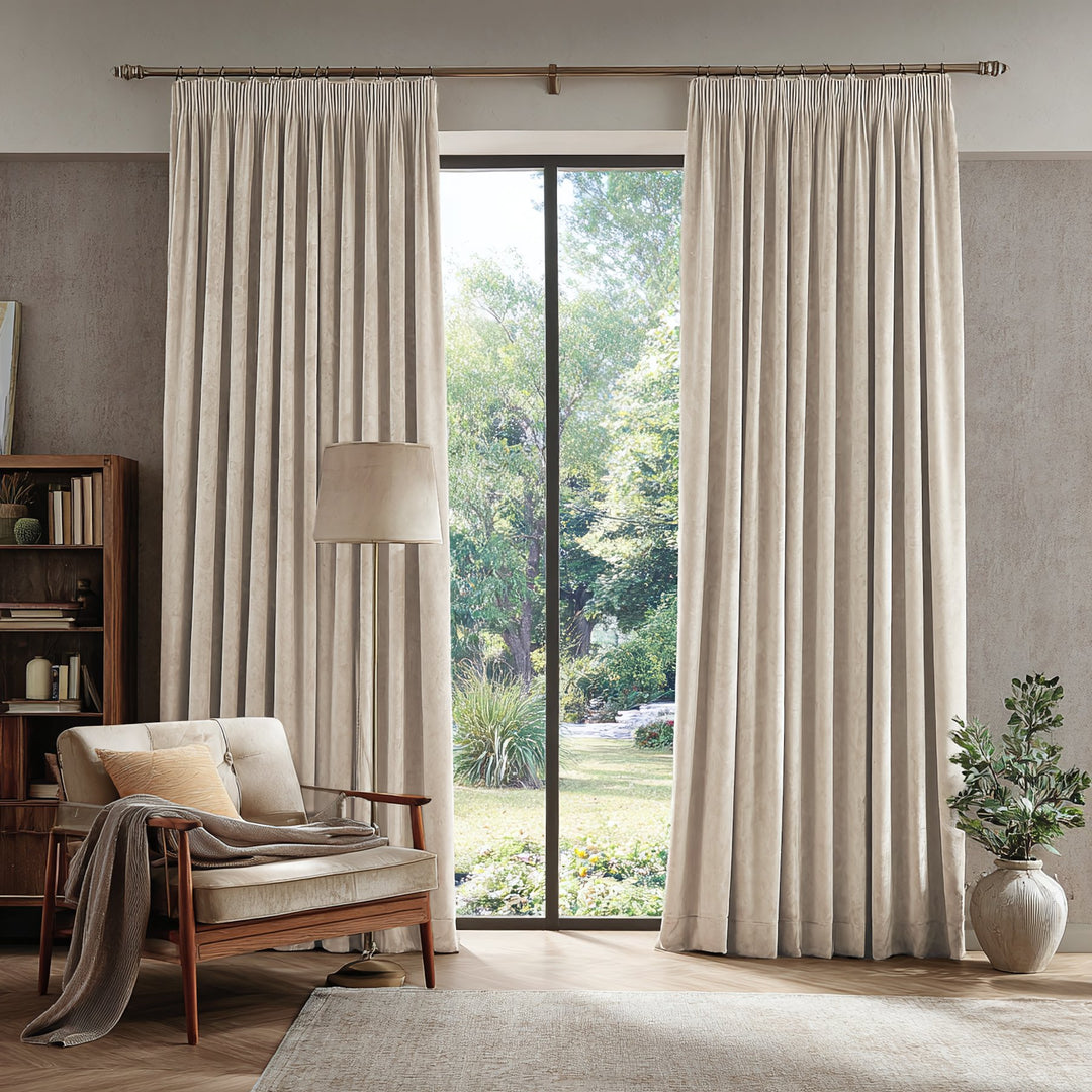 Hue Velvet Blackout Noiseproof Pleated Curtains