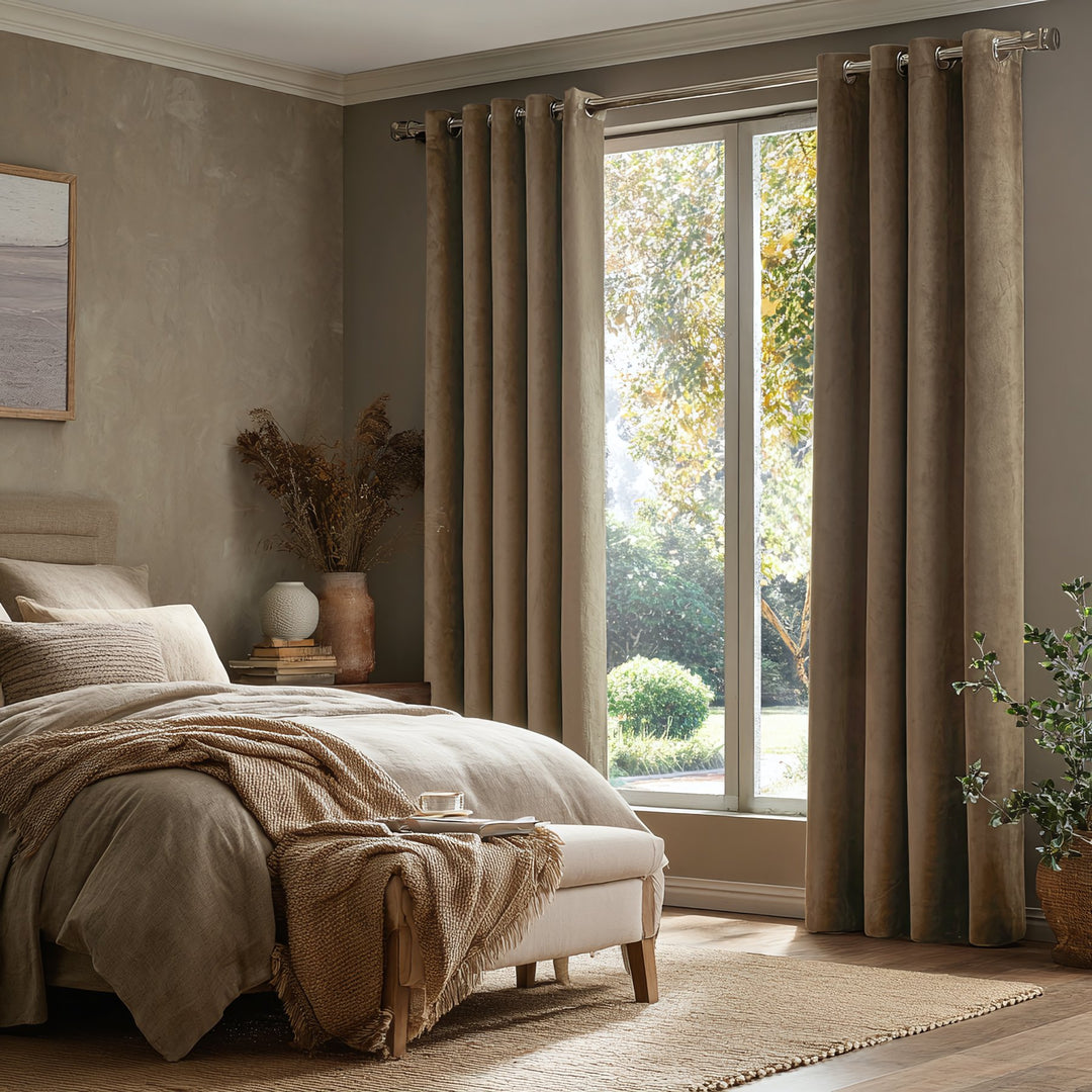 Nest Elegant Velvet Pleated Living Room Bedroom Thermal Curtains Grommet